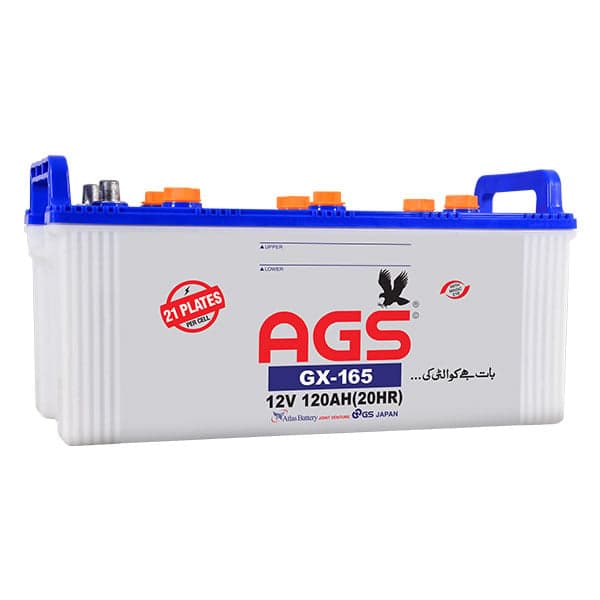 AGS | GX 165 Battery | For Heavy Vehicles and UPS 21 Plates 120 Ampere