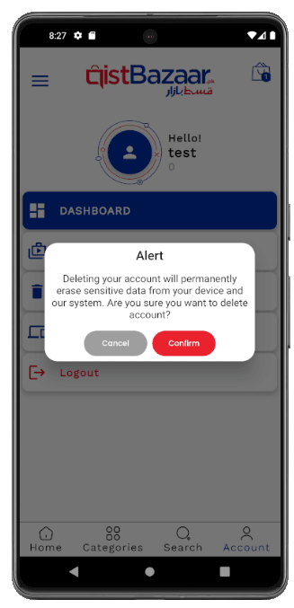 Step 2 – Delete Account option